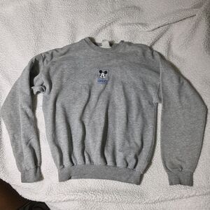 Gray Crewneck Sweater with Embroidered Design